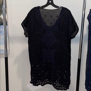 Johnny Was Sheer Navy Dress